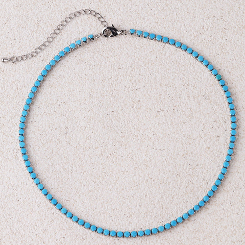 Womens Fashion Square Crystal Zircon Necklace